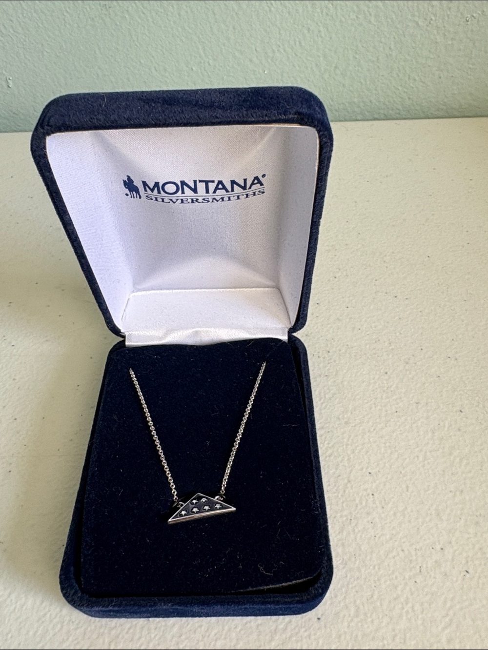 Montana Silversmiths Silver Flag Triangle Folds of Honor Pendant Necklace